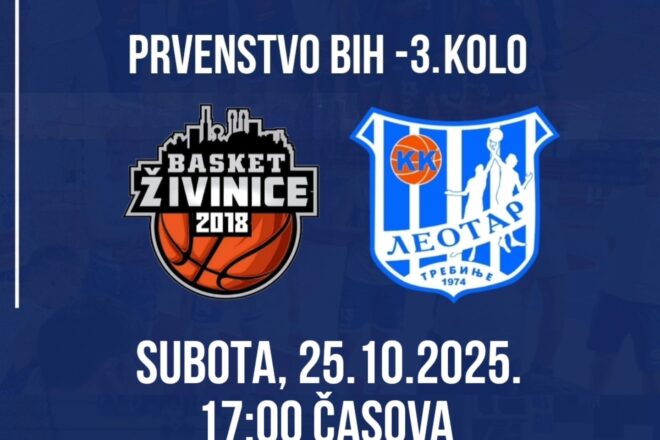 KOŠARKAŠI LEOTARA GOSTUJU U ŽIVINICAMA U OKVIRU 3. KOLA PRVENSTVA BiH