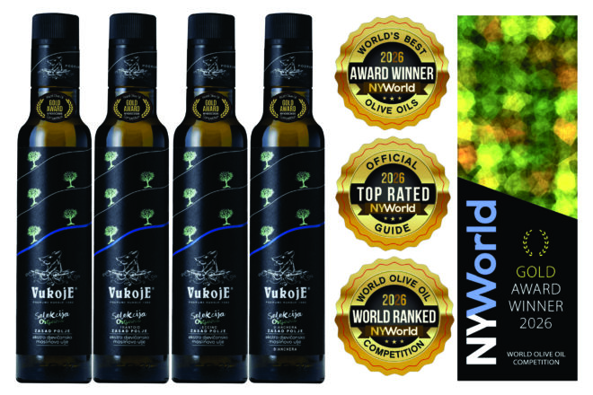 4 ZLATNE MEDALJE ZA MASLINOVA ULJA VUKOJE NA NAJVEĆEM SVJETSKOM OCJENJIVANJU  WORLD OLIVE OIL COMPETITION NEW YORK 2026