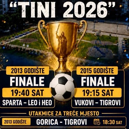 FINALE VIDOVDANSKOG TURNIRA „TINA 2026“ – VEČE ODLUKE ZA ŠAMPIONSKE PEHARE