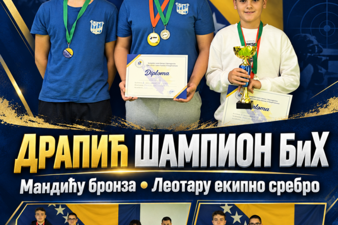 Драпић шампион БиХ, Мандићу бронза, Леотару екипно сребро